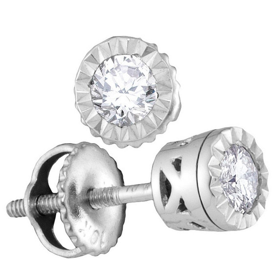 Earrings |  10kt White Gold Womens Round Diamond Solitaire Stud Earrings 1/4 Cttw |  Splendid Jewellery