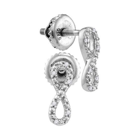 Earrings |  Sterling Silver Womens Round Diamond Vertical Infinity Earrings 1/20 Cttw |  Splendid Jewellery