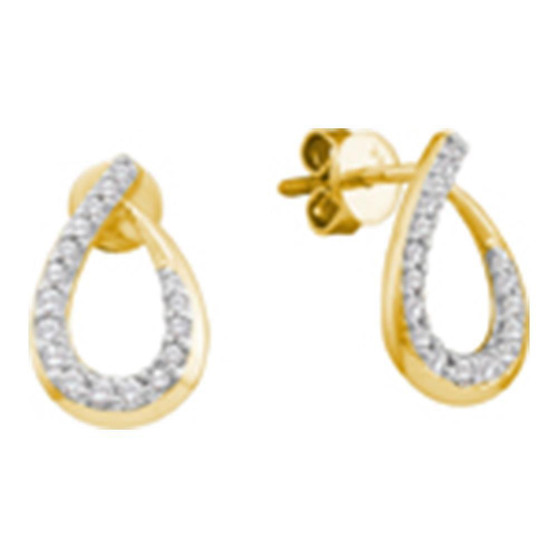 Earrings |  14kt Yellow Gold Womens Round Diamond Teardrop Earrings 1/4 Cttw |  Splendid Jewellery
