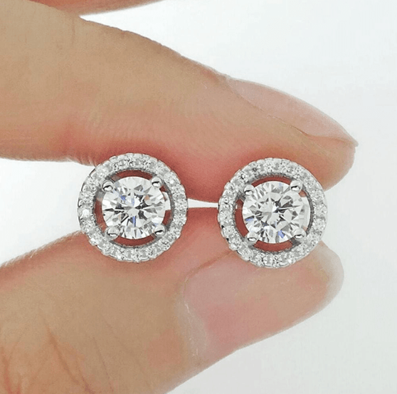 Simple and Classy 925 Sterling Silver Cubic Zirconia Stud Earrings