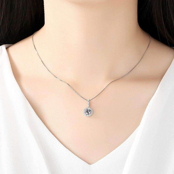 925 Sterling Silver Zircon Necklace and Pendant