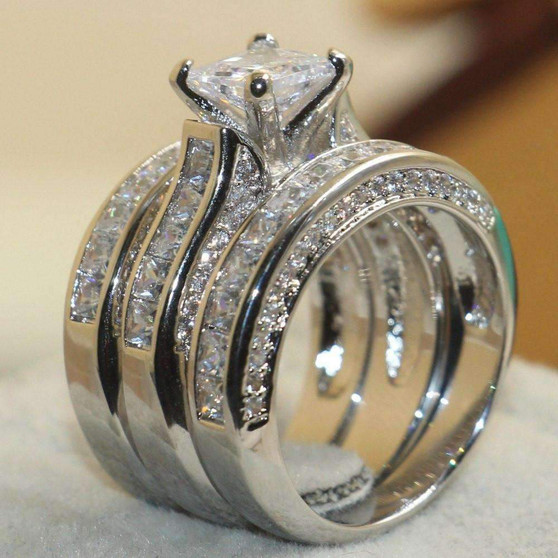 Sterling Silver White Sapphire CZ Diamond Ring