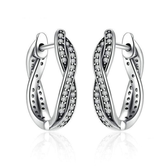 Sterling Silver Twist Of Fate Stud Earrings with Clear Cubic Zirconia