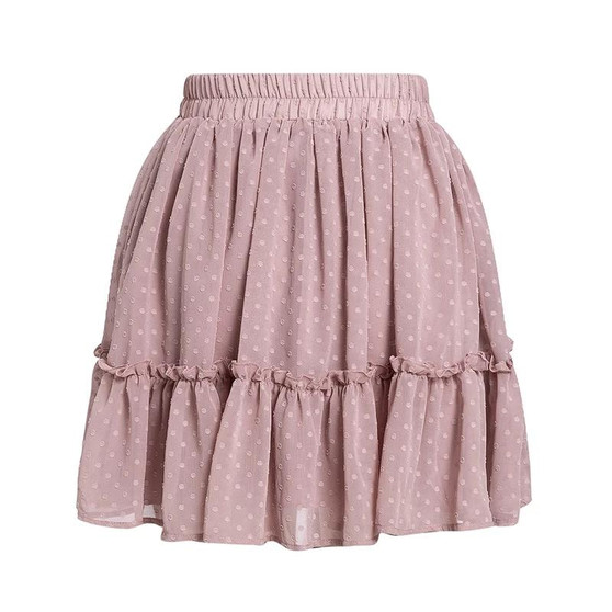 Polka Dot Floral Print Pleated Skirt