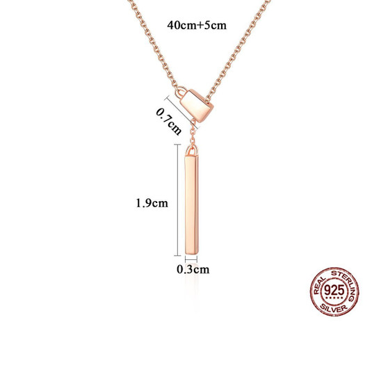 18K Rose Gold & 925 Sterling Silver Pendant Necklace Jewelry
