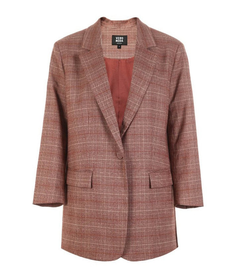 High Fashion 3/4 Sleeves Plaid Long Jacket Blazer