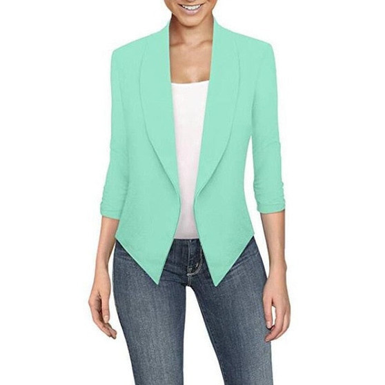 Office Modern Fashion Notched Solid Cardigan