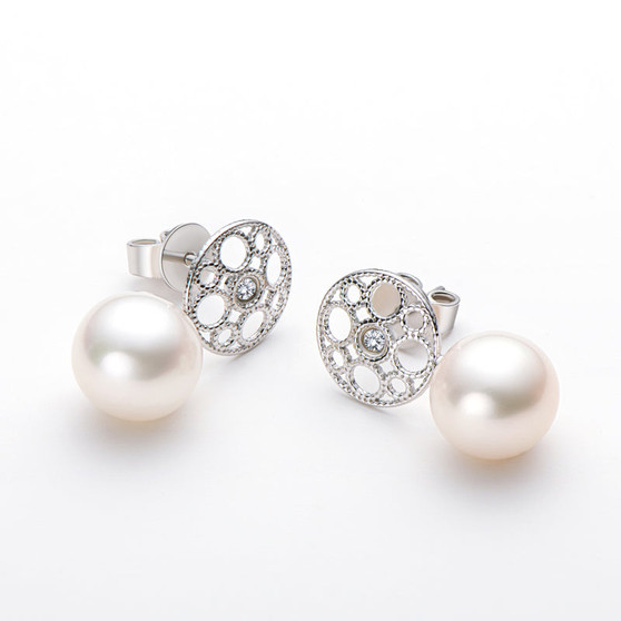 Freshwater Pearl & Created Diamond Faye Earrings