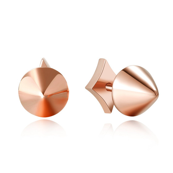 14K Solid Gold Stud Earrings Exclusively Handcrafted Double Side Conical Shaped Earrings for Women