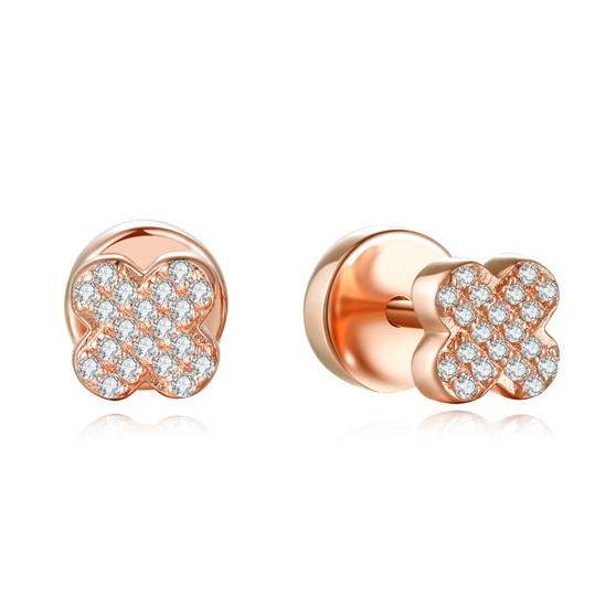 14K Solid Gold Stud Earrings Exclusively Handcrafted 0.26 Carat Natural Diamond (H-F Color, VS1-VS2 Clarity)