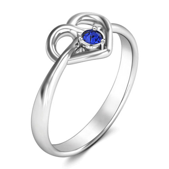 Personalized Birthstone Heart Promise Ring