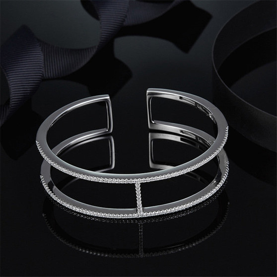 Fashion I-type Bracelets Open Sterling Silver Bangle