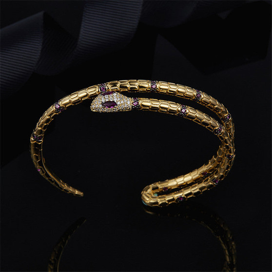 Round Created Sapphire  Snake Bracelet