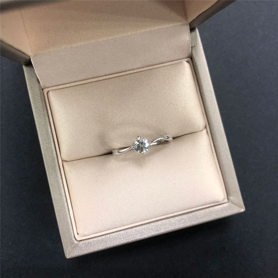 Sterling Silver Round Created Diamond Solitaire Ring