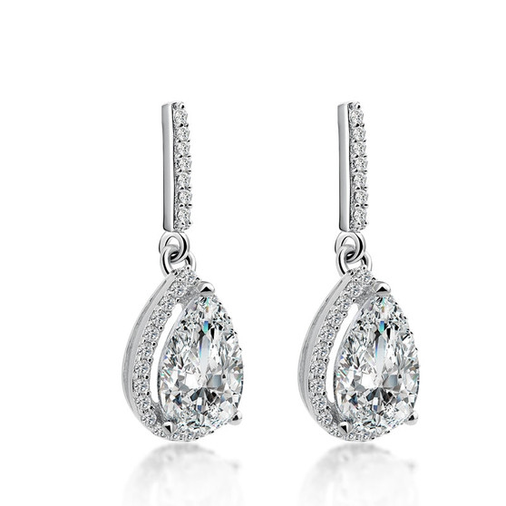 Pear Cut Created Diamond Drop Earring