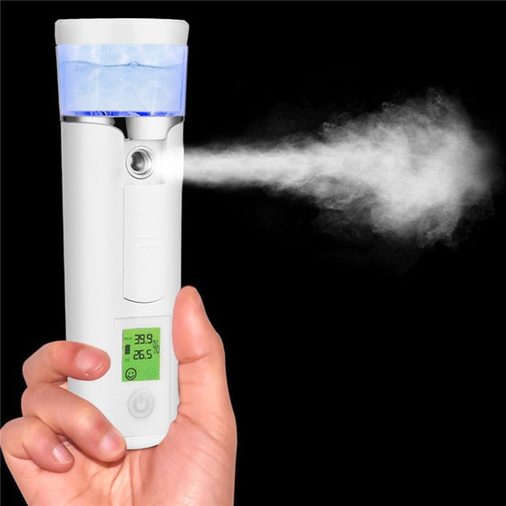 Mini Nano Mister Portable Facial Steamer Nebulizer Face Spray Spa Skin Moisturizing Handy Mist Sprayer Humidifier Skin Tester 35 Backup Battery