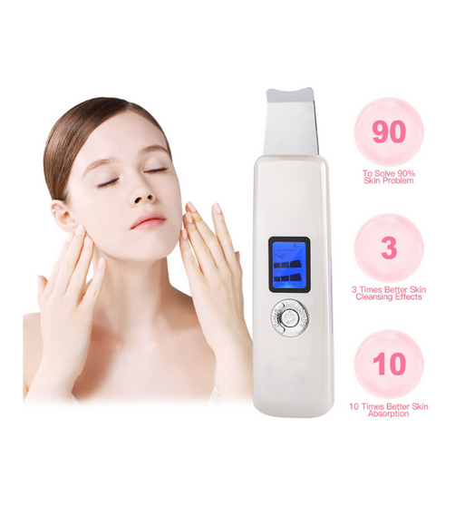 Professional LCD Ultrasonic Skin Scrubber Deep Cleaning Face Scrubber Vibrating Facial Cleansing Skin Spatula Peeling Beauty