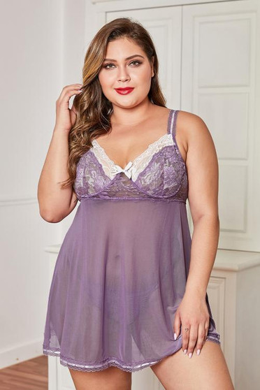 Lace Cup Tulle Plus Size Babydoll