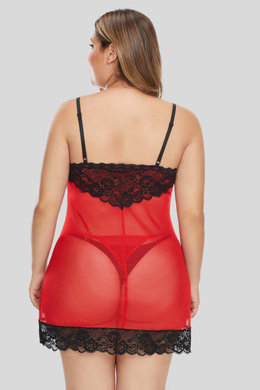 Lace Décor Plus Size Chemise Lingerie