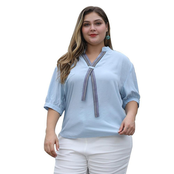 Loose Casual Short Sleeve V-Neck Blouse