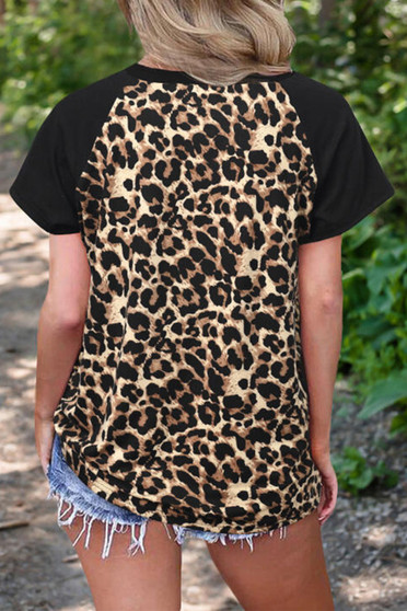 CrissCross Leopard V Neck T-Shirt