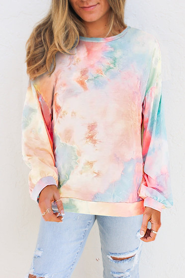 Orange Tie-dye Knit Sweatshirt