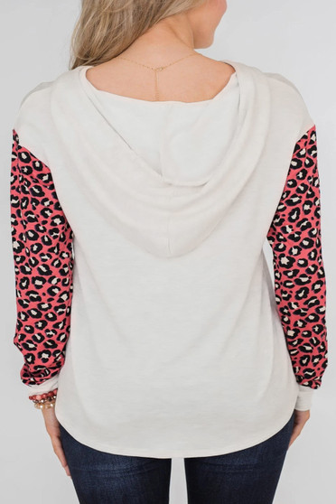 Ivory Leopard Sleeve Hoodie