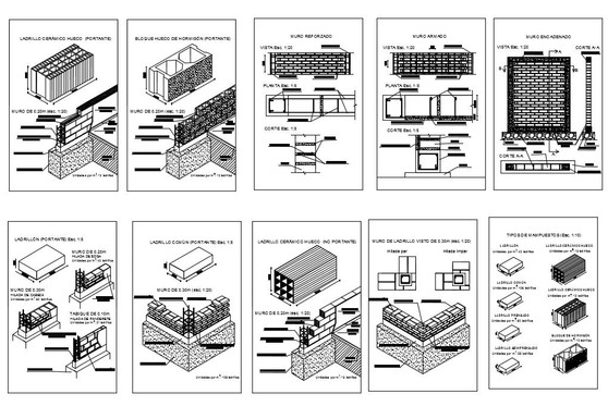 Different types of masonry work design drawing