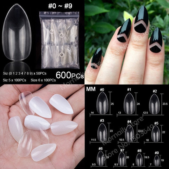 Ballerina Stiletto Coffin Rounded Square False Nail Tips