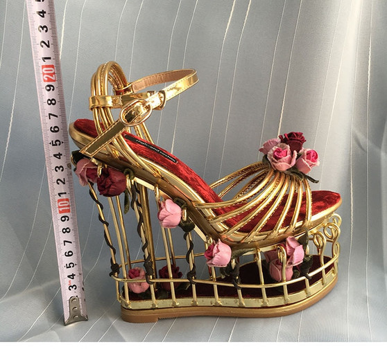 Phoentin gold flower sandals ankle strap buckle luxury