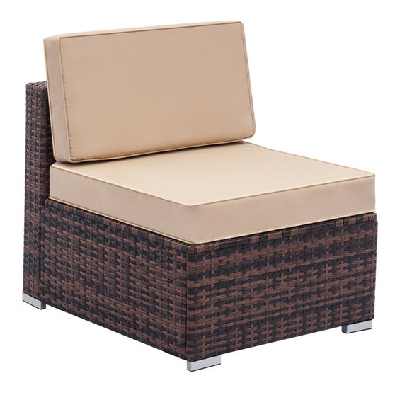 Patio Rattan Wicker Chair Sofa Fully Equipped Weaving Rattan Sofa Brown Gradient Backyard Outdoor Garden Sofa Set - US Stock