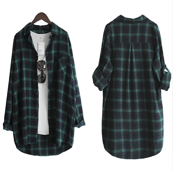 Women Plaid Shirt Blouse