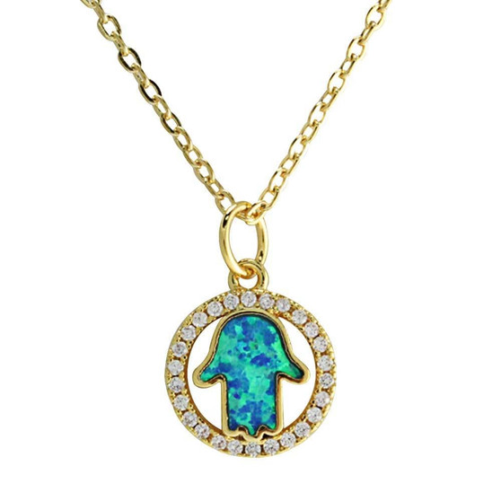 Gold-Tone Stainless Steel Hamsa Necklace