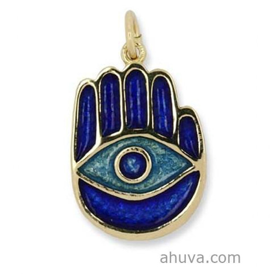 Evil Eye Enameled Hamsa Pendant