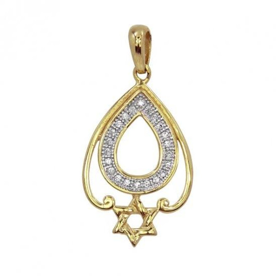 Gold Tear Drop Star Necklace Pendant
