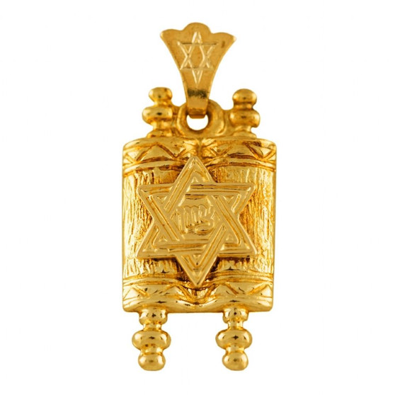Torah Pendant With Zion  Star Of David In Center