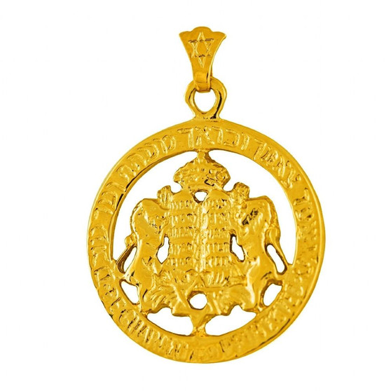 Gold Pendant - 10 Commandments  Blessing