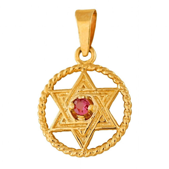 Star Of David With A 2Mm Genuine Ruby