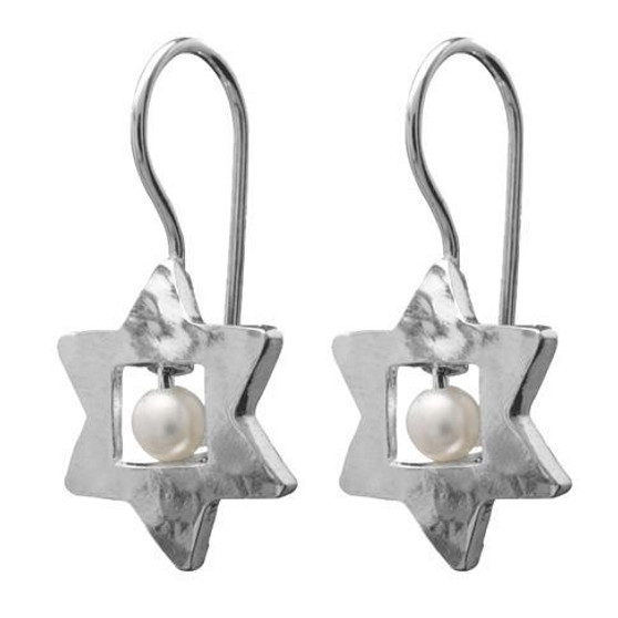 Earrings - Jewish Stars With Pearl