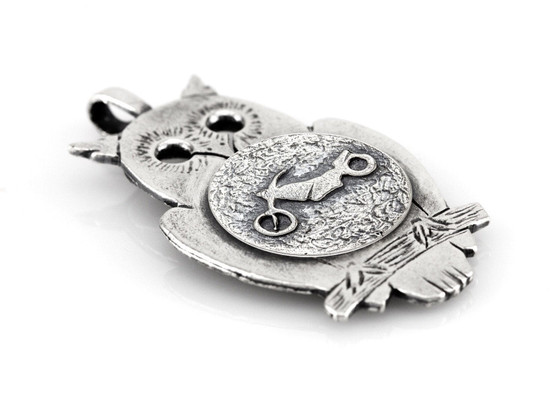 Owl with Motorcycle Coin Medallion