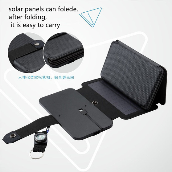 Portable 5V 2.1A USB Folding 10W Solar Cells Charger Output Devices Panels for Smartphones Outdoor Adventure