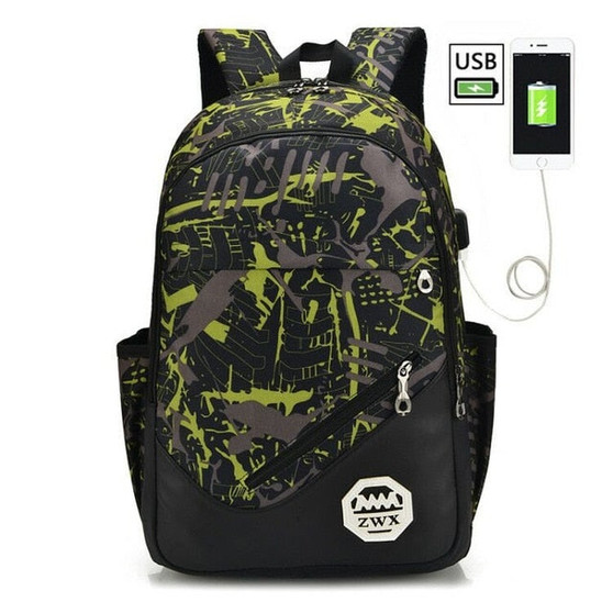 3Pcs Set USB Shoulder Large Backpack for Men