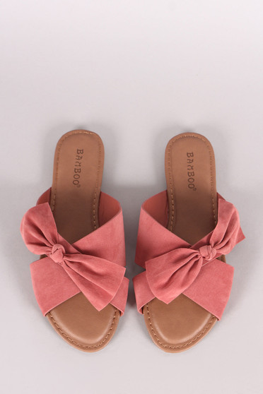 Bamboo Crisscross Bow Slide Sandal