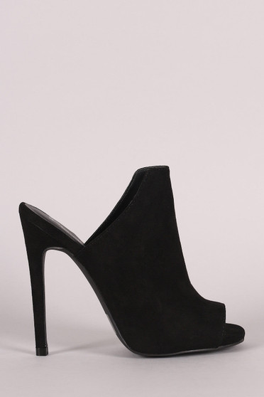 Qupid Suede Stiletto Mule Heel