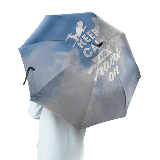 Keep Calm and Travel On Designed Umbrella