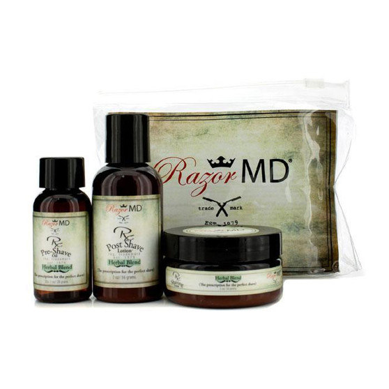 RX Shave Trio (Herbal Blend): Post Shave Lotion 60ml + Pre Shave Oil 30ml + Shave Cream 60ml - 3pcs