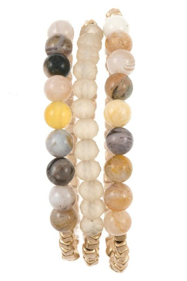 Semi precious bead bracelet set