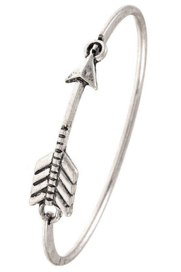 Ladies etched arrow bangle bracelet