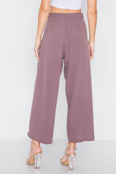 High-waist Front-tie Wide Leg Pants