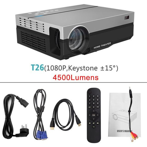 ThundeaL Full HD Projector T26K Native 1080P 5500 Lumens Video LED LCD Home Cinema Theater HDMI VGA USB TV 3D Option T26 Beamer